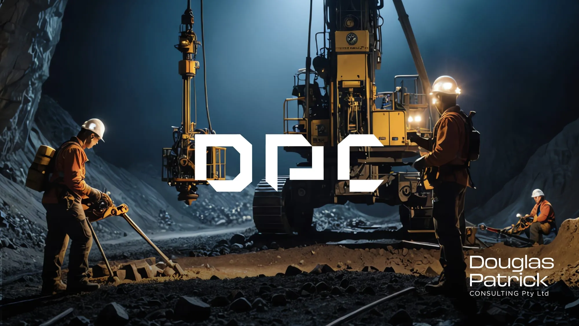 DPC identity applied over a night-time mining excavation scene