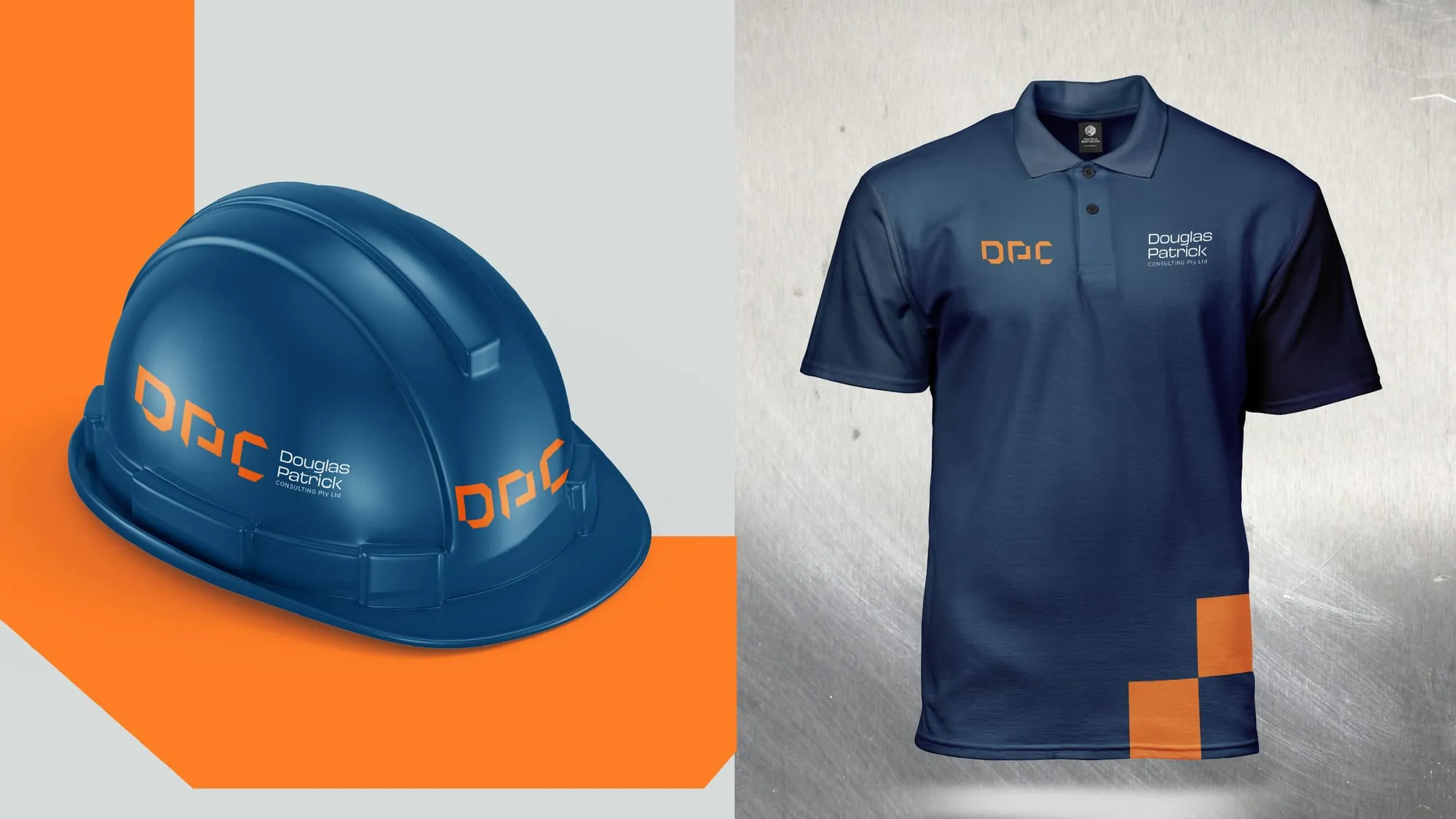 DPC branded hard hat and embroidered polo shirt