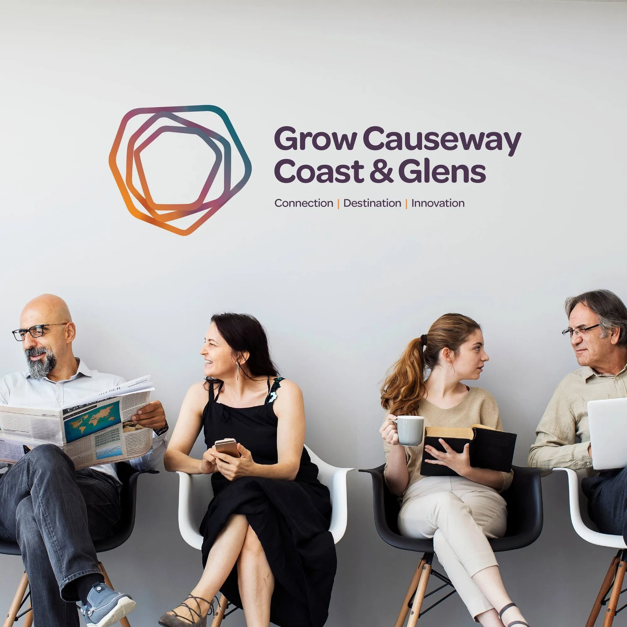 Grow Causeway branding applied to an interior wall graphic