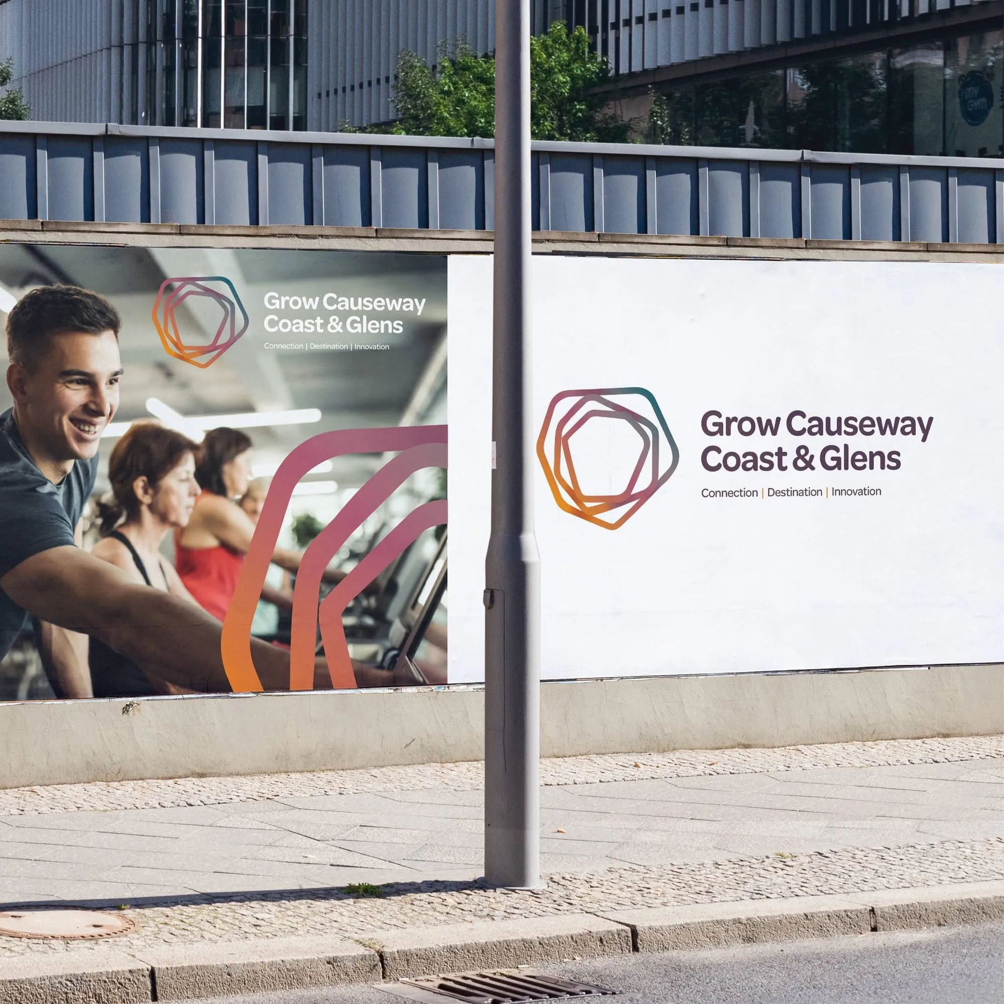 Grow Causeway hoarding signage in a public space