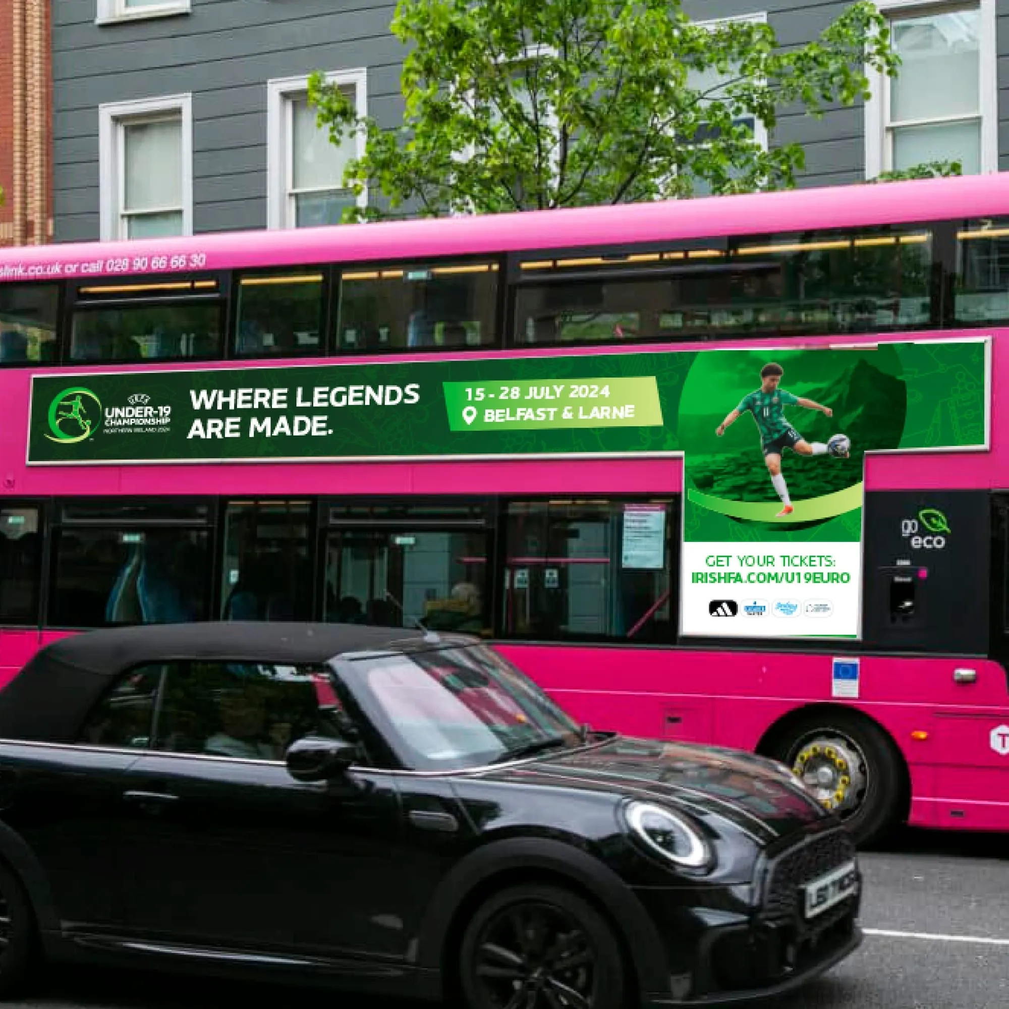 UEFA Under-19 Championship campaign on Belfast bus livery