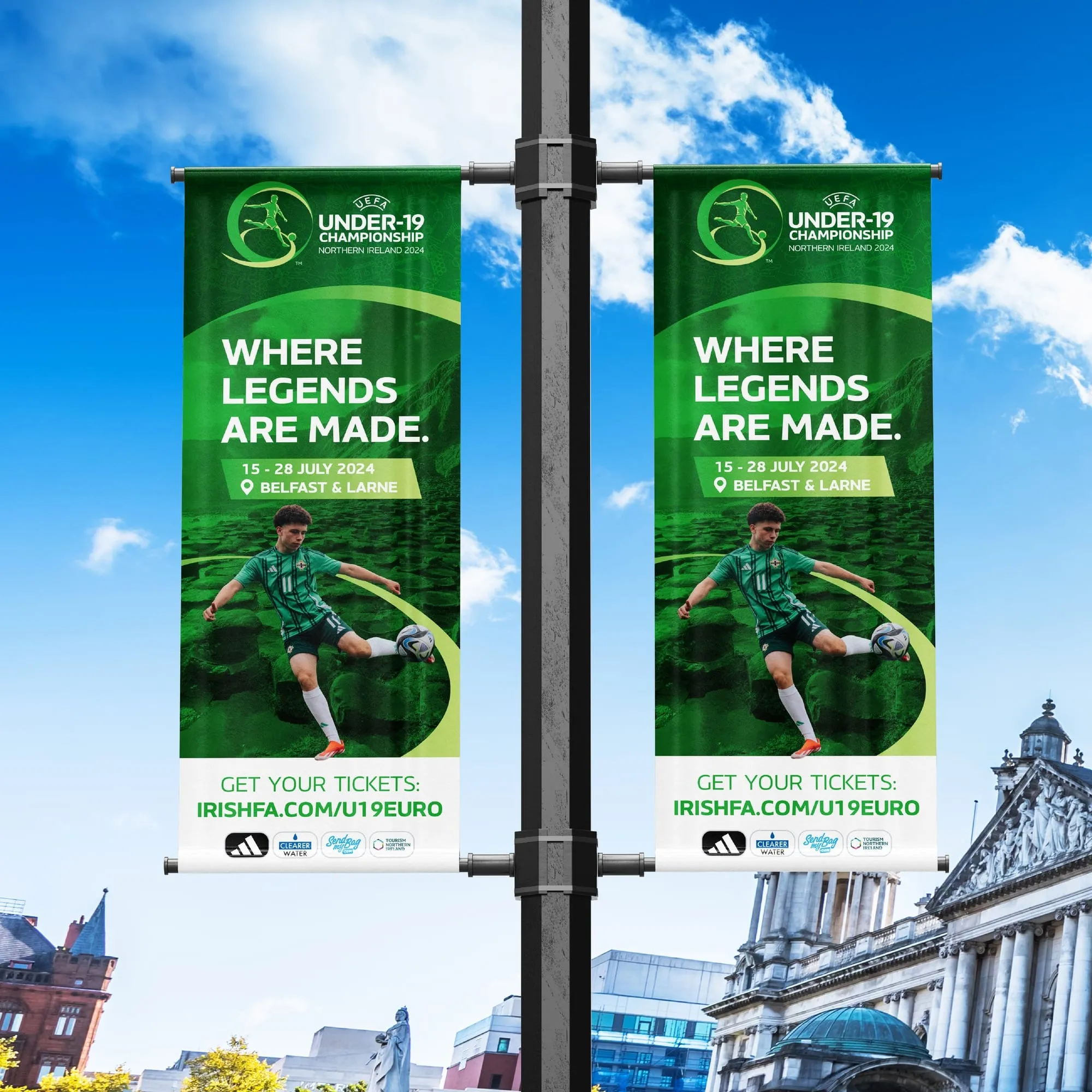 UEFA Under-19 Championship street banners in Belfast city centre